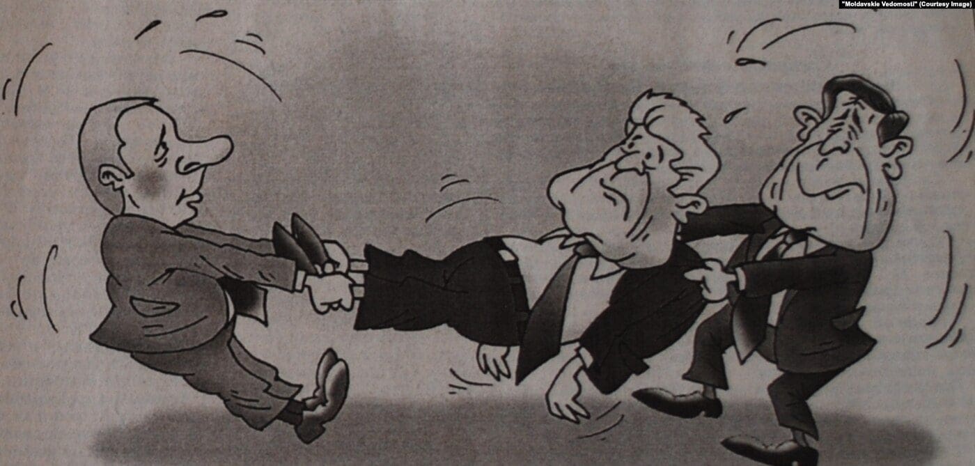 "Moldavskie Vedomosti", 10 decembrie 2003, caricatură despre Planul Kozak